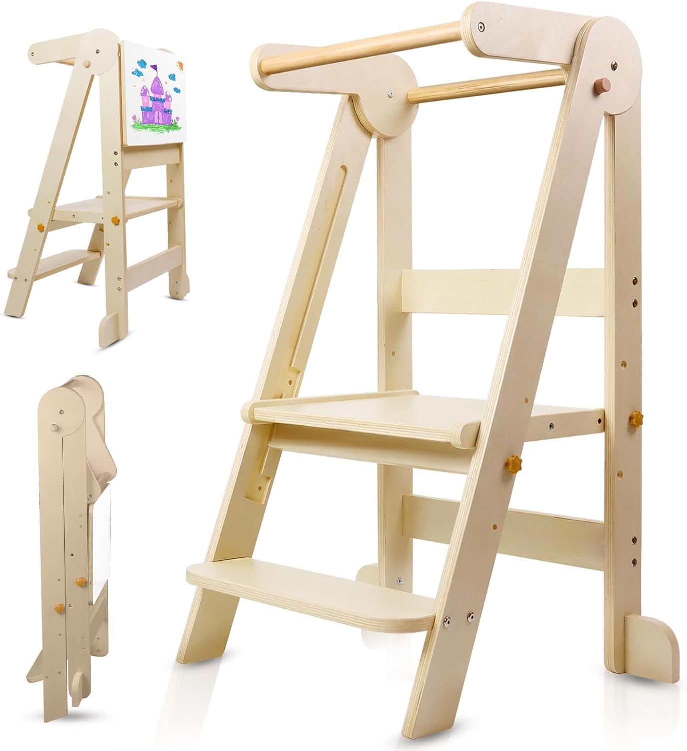 Toddler Learning Tower - Faltbarer Küchenturm für Kleinkinder, Baby-Montessori-Küchenhelfer mit