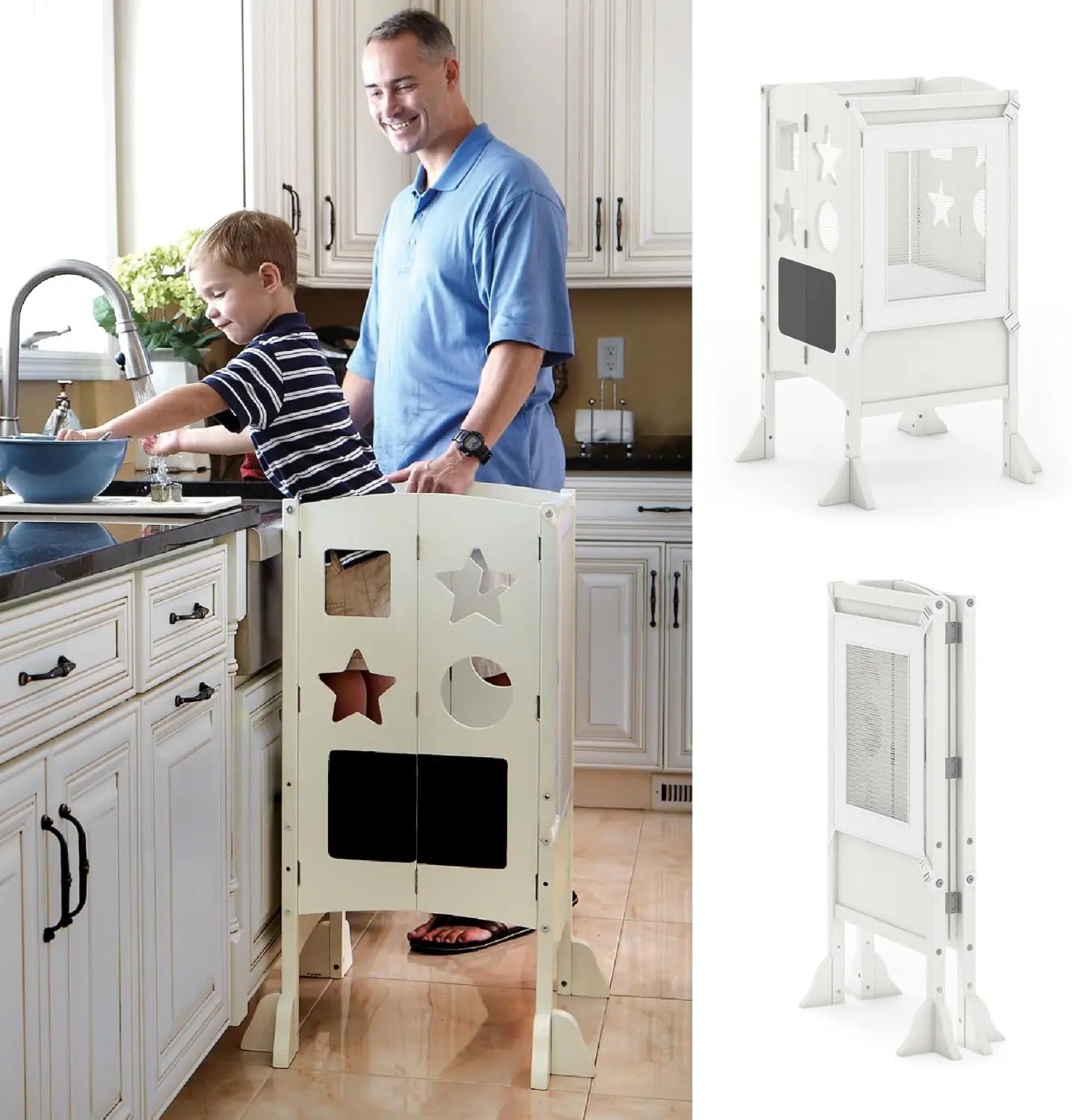Toddler Learning Tower - Klassischer Küchenhelfer ® Hocker - Elfenbein: