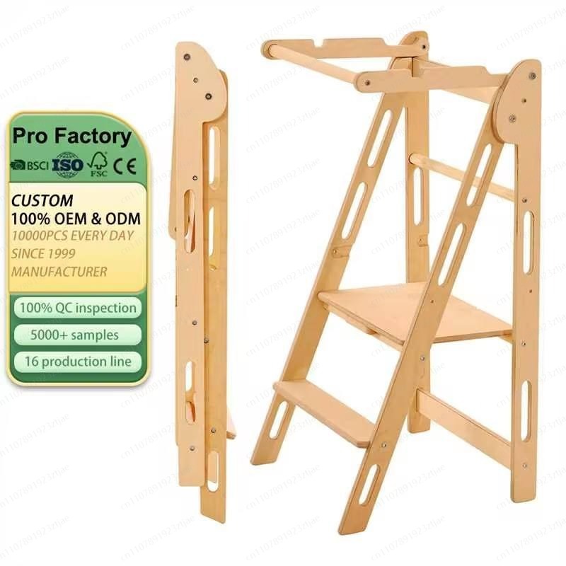 Toddler Learning Tower - Küchenhilfe Kleinkindturm Faltbarer Kinder-Tritthocker Lernturm