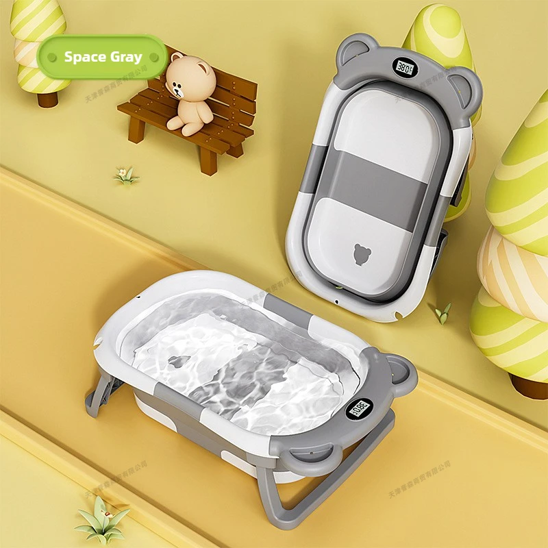 Baby Products For Bathing - Faltbare Baby-Badewanne mit Intelligenter Temperaturanzeige Neugeborenen-Wanne