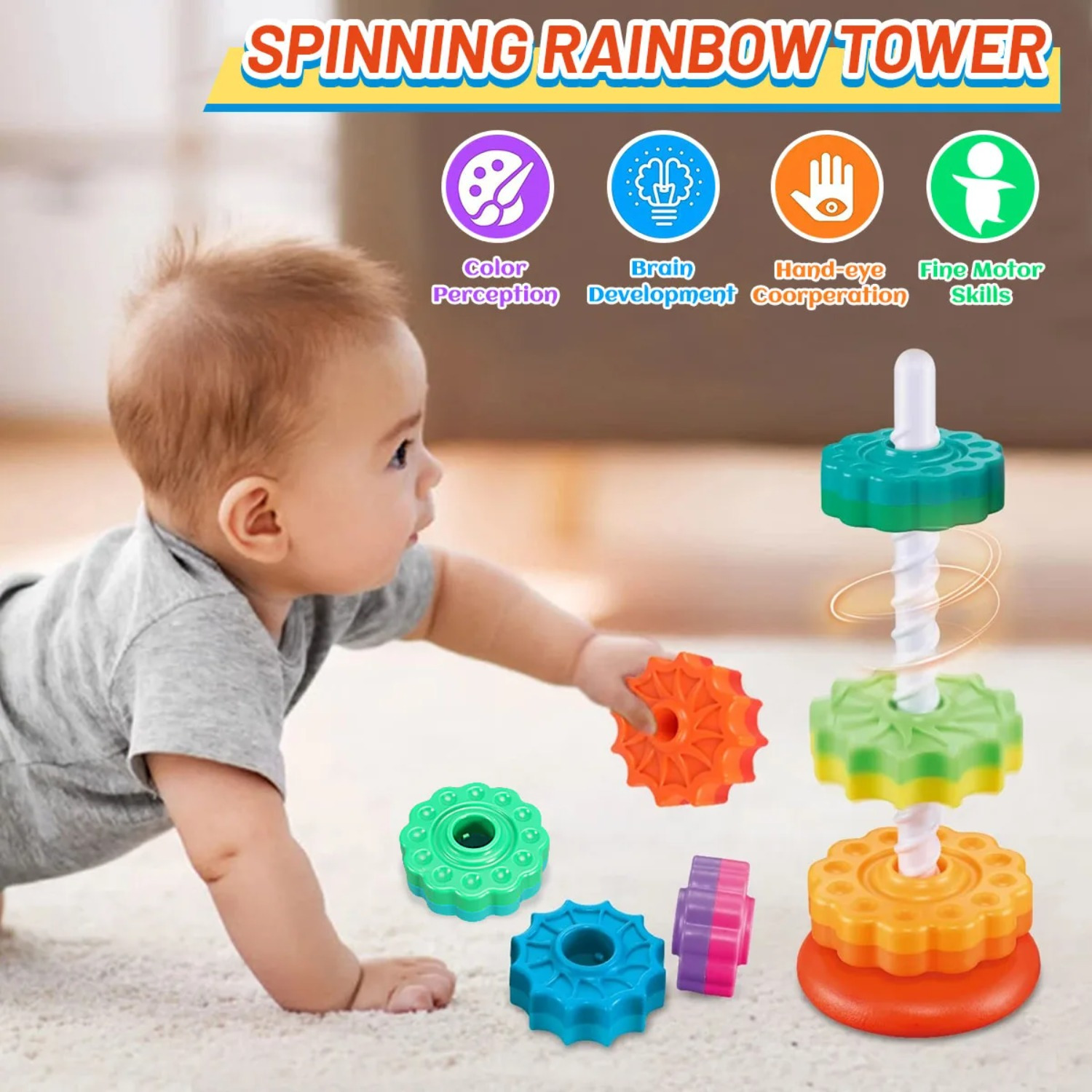 Rotierendes Regenbogenturm-Sta – Toddler Learning Tower Bewertung und Preis